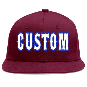 Casquette de baseball personnalisée Crimson White-Royal Flat Eaves Sport