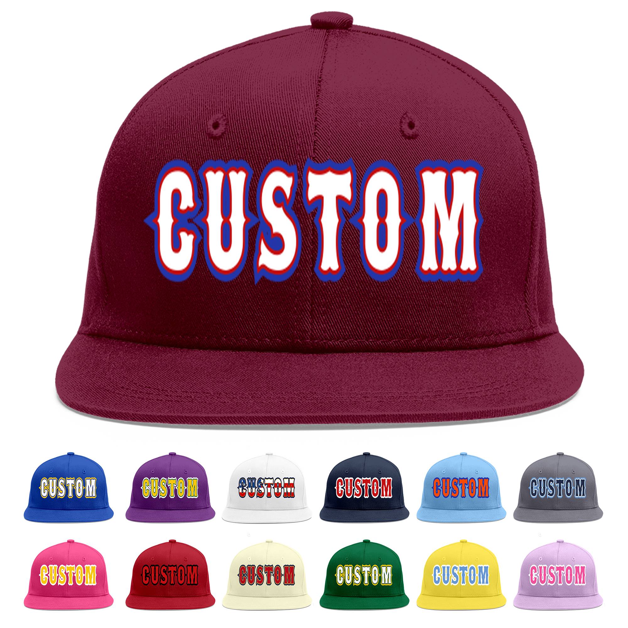 Casquette de baseball sport personnalisée Crimson blanc-rouge Flat Eaves