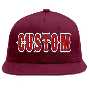 Casquette de baseball sport personnalisée Crimson Red-Navy Flat Eaves