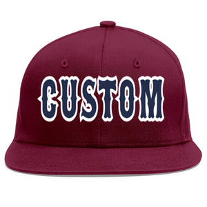 Casquette de baseball sport personnalisée Crimson Navy-White Flat Eaves