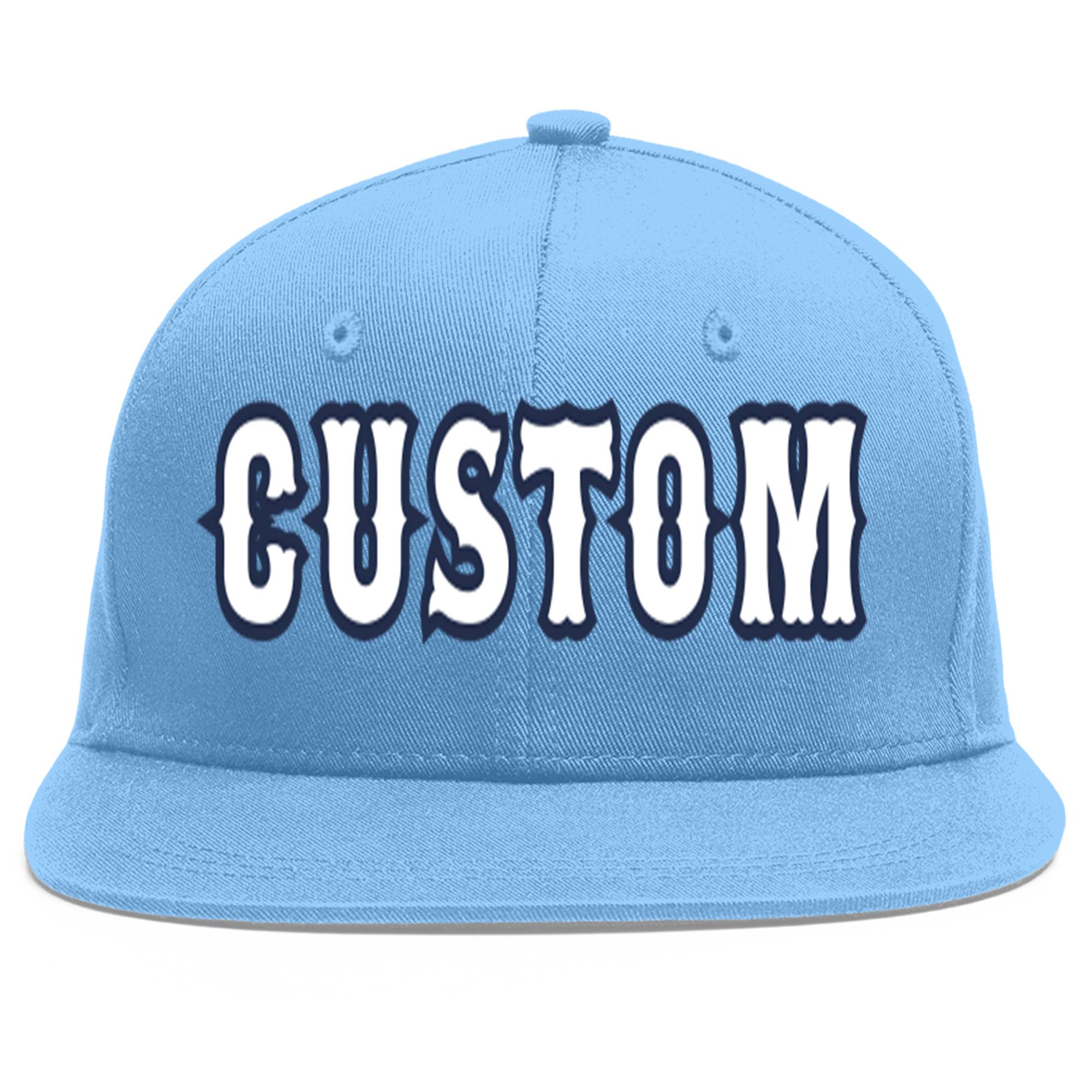 Casquette de baseball sport personnalisée bleu clair blanc-marine Flat Eaves