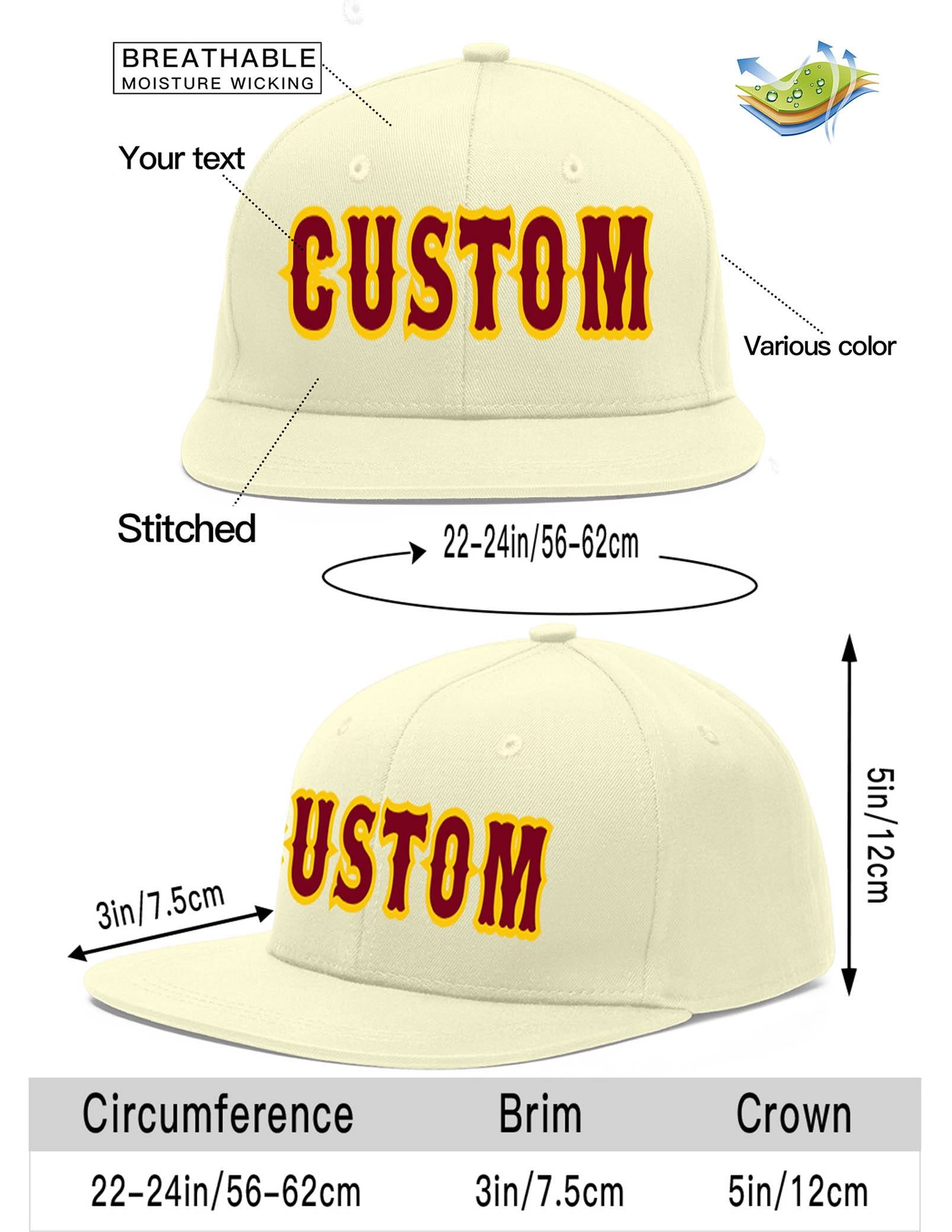 Custom Cream Crimson-Gold Flat Eaves Sport Baseball Cap