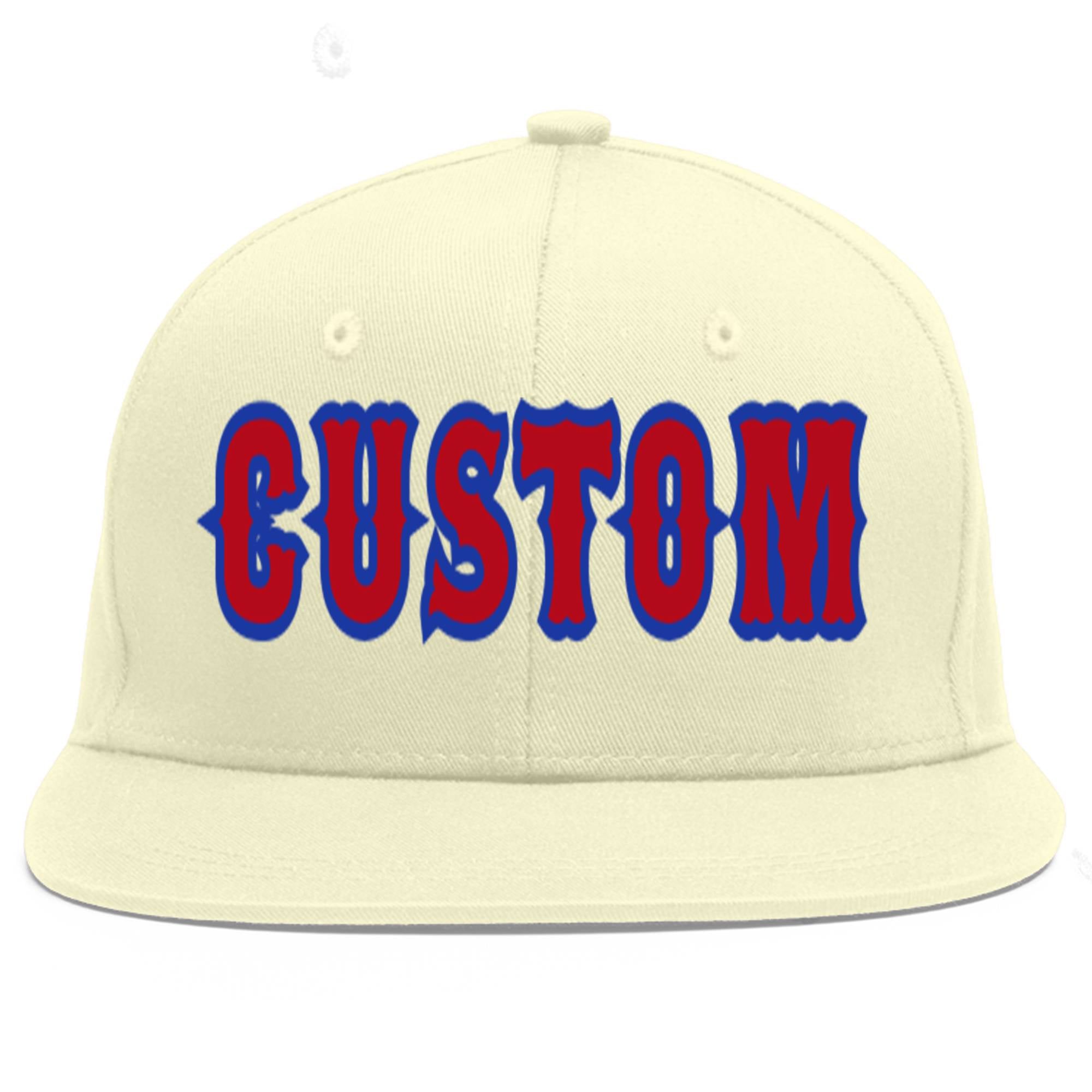 Custom Cream Red-Royal Flat Eaves Sport Baseball Cap