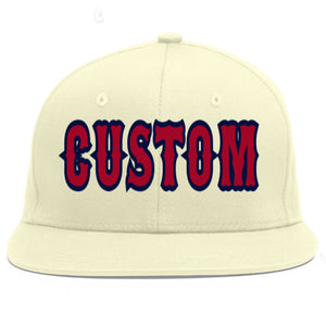 Casquette de baseball sport personnalisée crème rouge-marine Flat Eaves