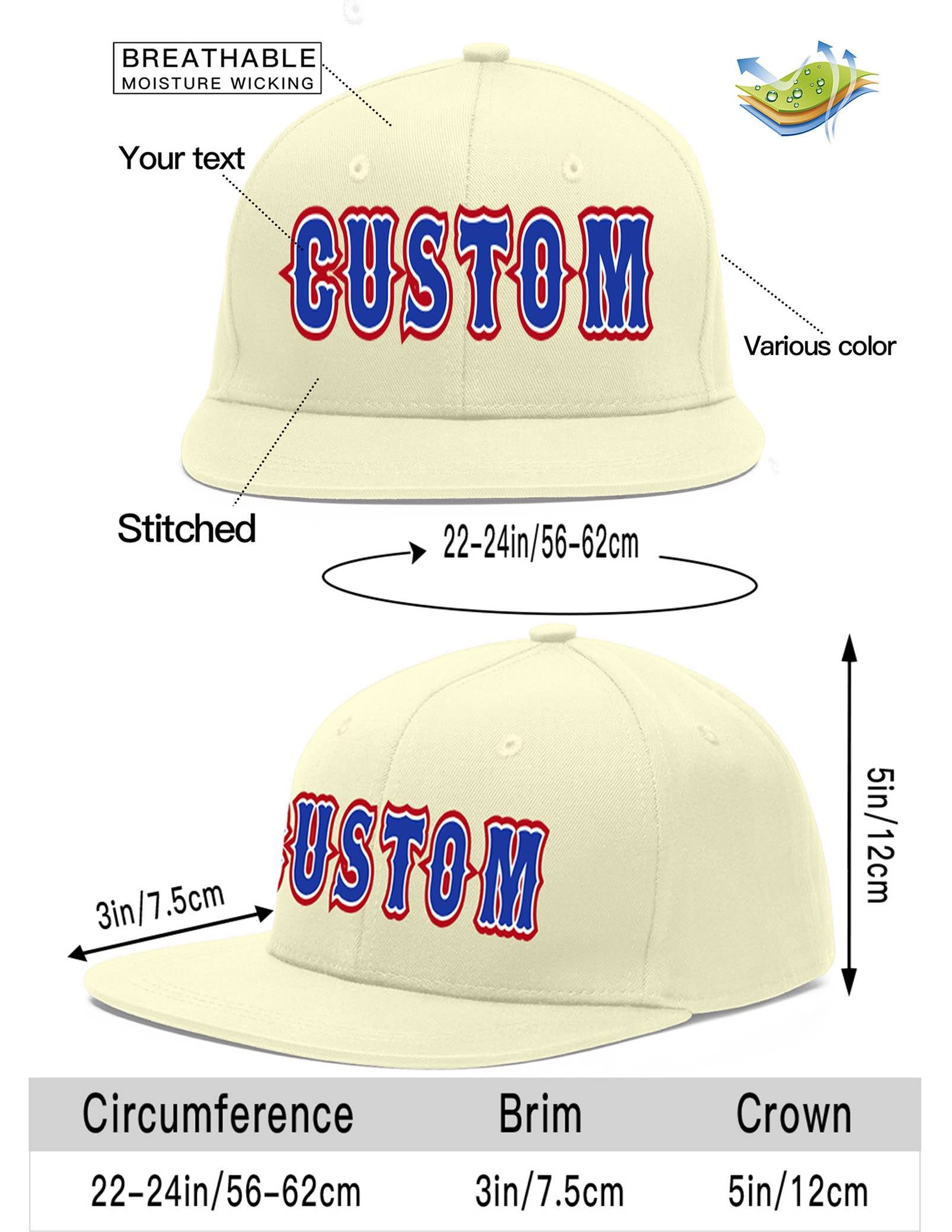 Custom Cream Royal-White Flat Eaves Sport Baseball Cap