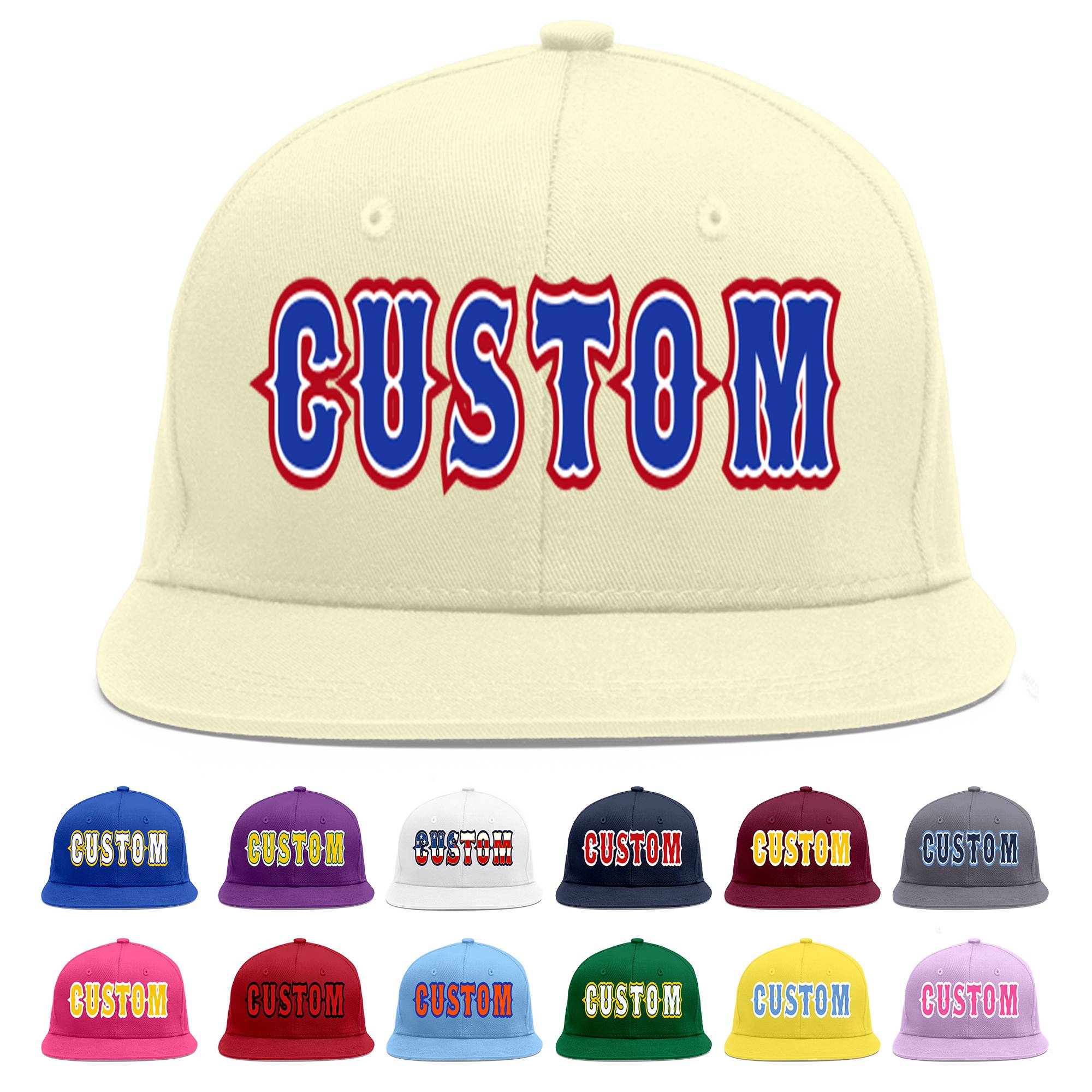 Casquette de baseball sport personnalisée crème Royal-White Flat Eaves