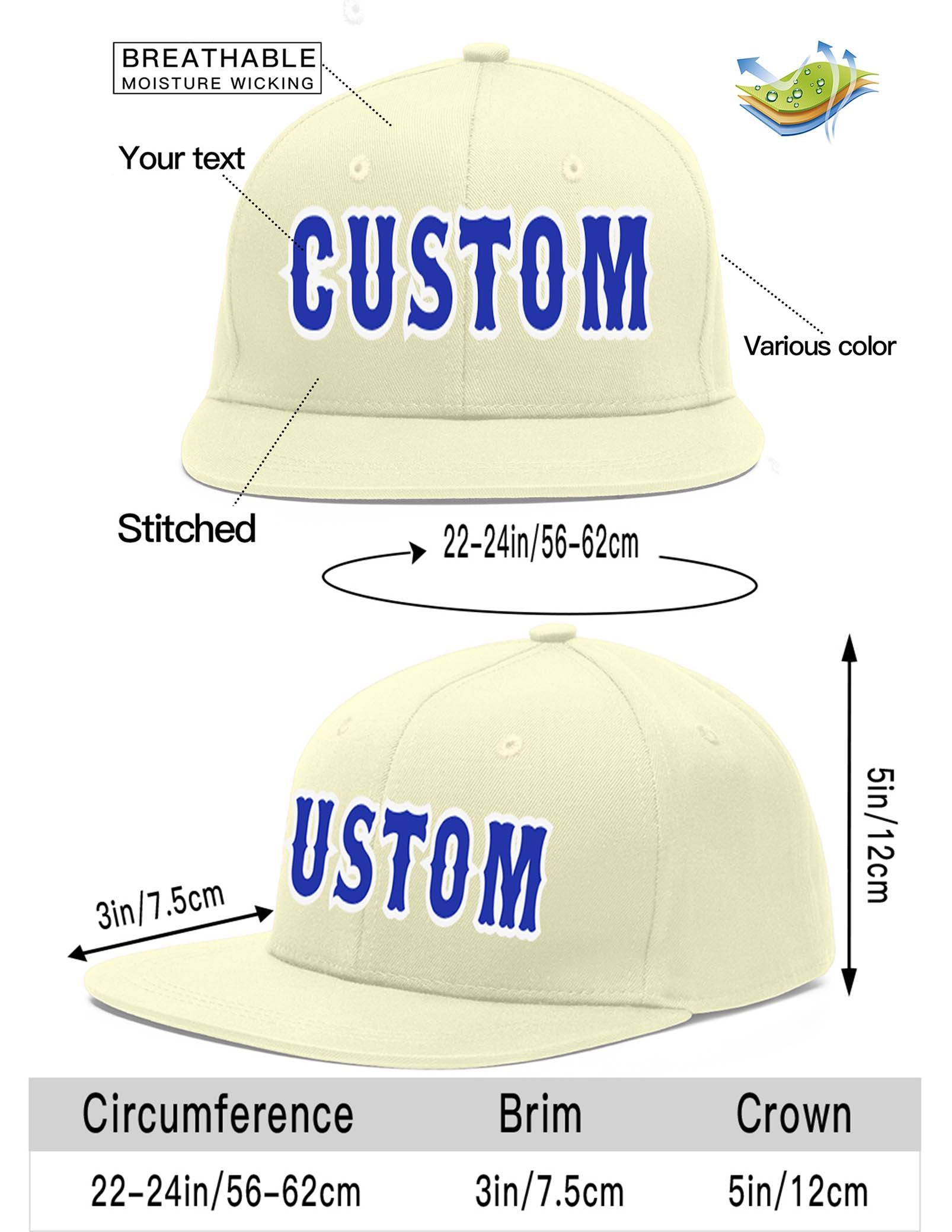 Custom Cream Royal-White Flat Eaves Sport Baseball Cap