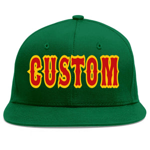 Casquette de baseball sport personnalisée vert rouge-jaune à avant-toit plat