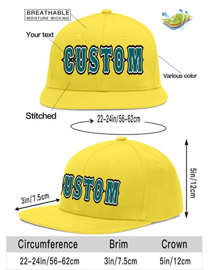 Custom Light Gold Aqua-White Flat Eaves Sport Baseball Cap