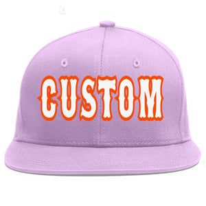 Casquette de baseball sport personnalisée violet clair blanc-orange à avant-toit plat