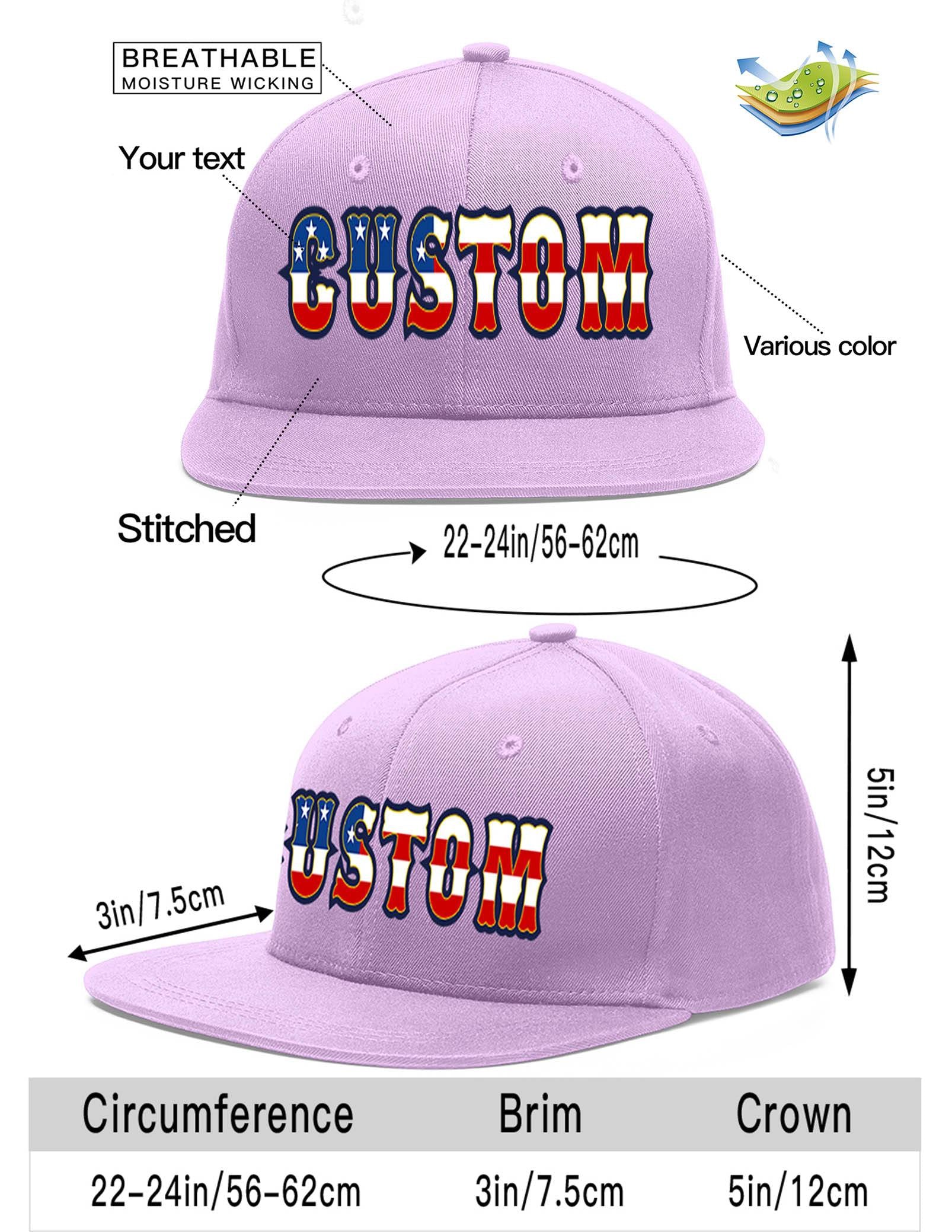 Custom Light Purple Vintage USA Flag-Gold Flat Eaves Sport Baseball Cap