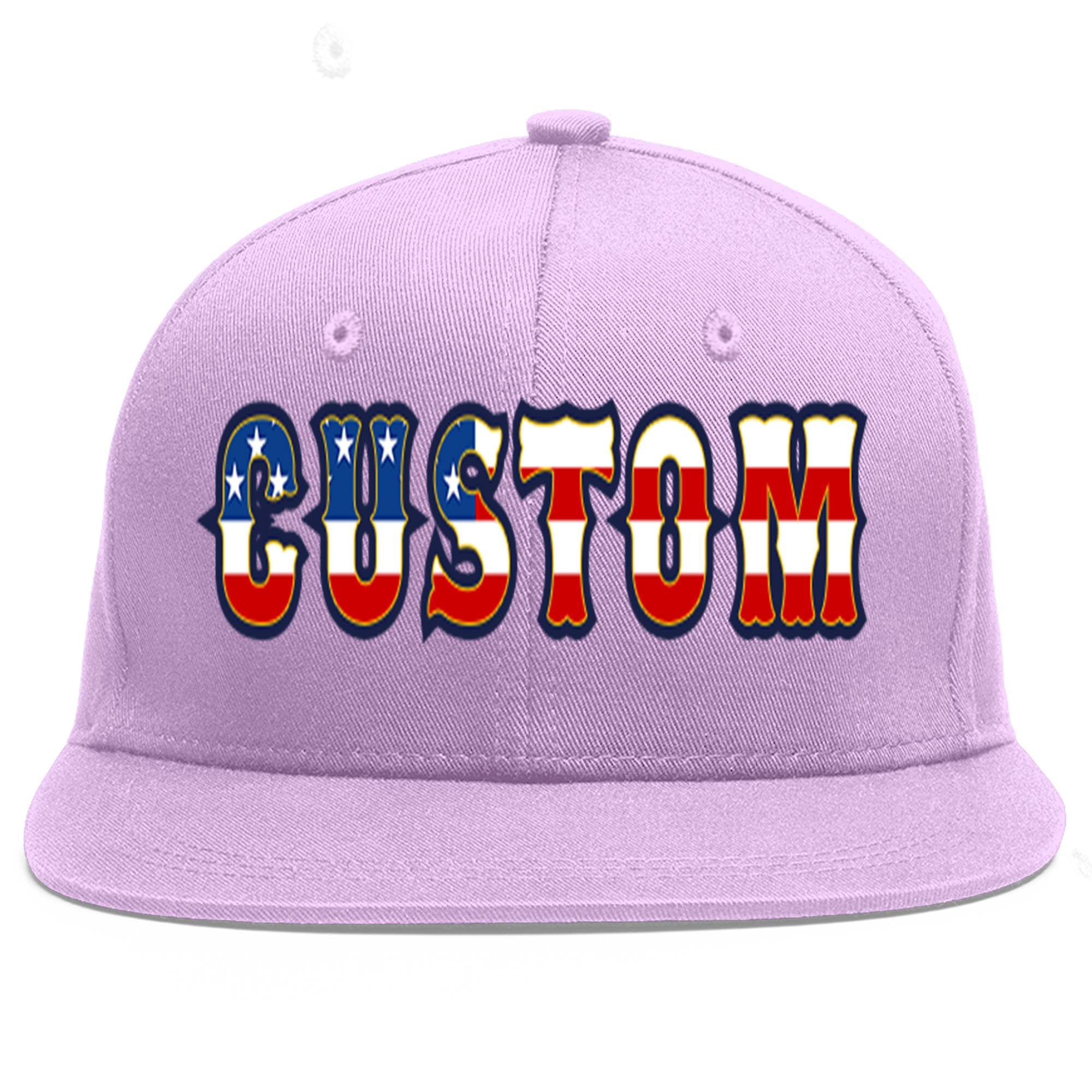 Custom Light Purple Vintage USA Flag-Gold Flat Eaves Sport Baseball Cap