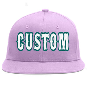 Casquette de baseball personnalisée violet clair blanc-aqua plat Eaves Sport