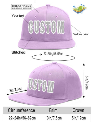 Custom Light Purple Gray-White Flat Eaves Sport Baseball Cap