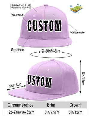 Custom Light Purple Black-White Flat Eaves Sport Baseball Cap