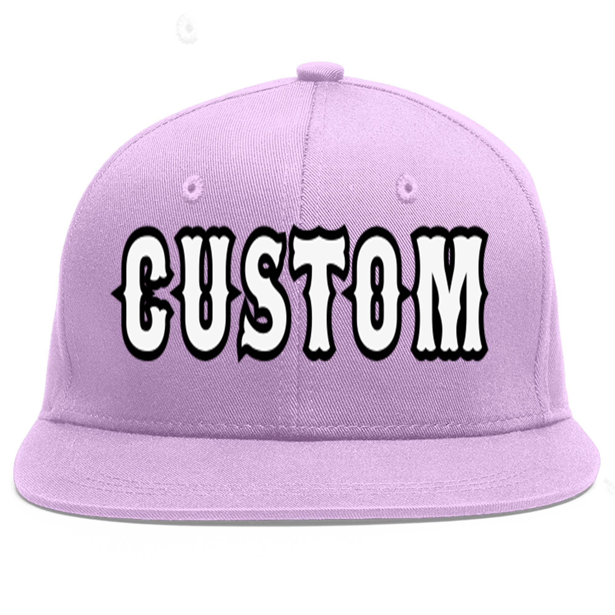 Casquette de baseball sport personnalisée violet clair blanc-noir Flat Eaves