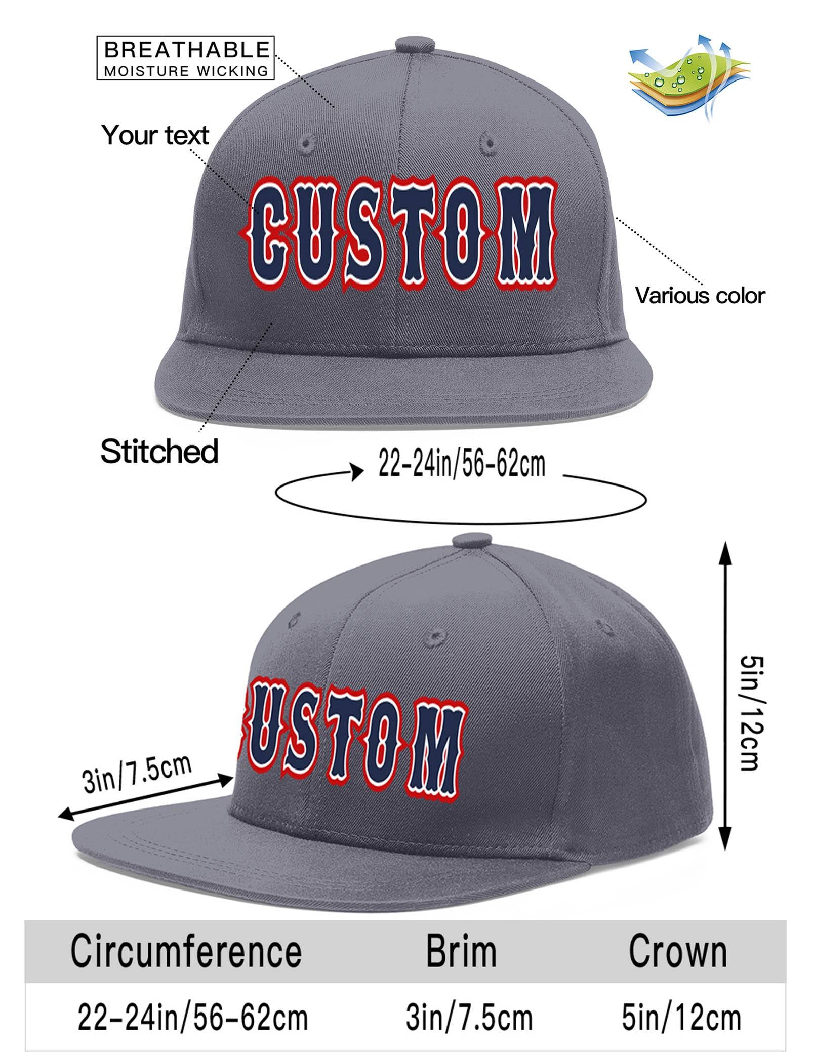 Custom Dark Gray Navy-White Flat Eaves Sport Baseball Cap