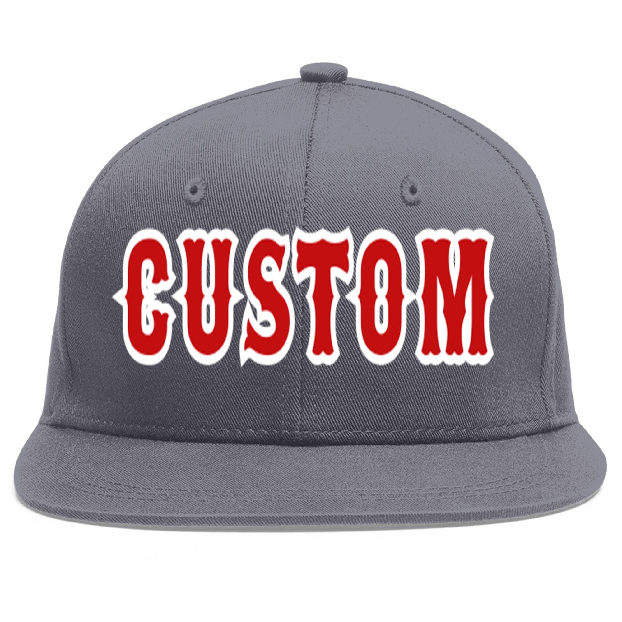 Casquette de baseball sport personnalisée gris foncé rouge-blanc