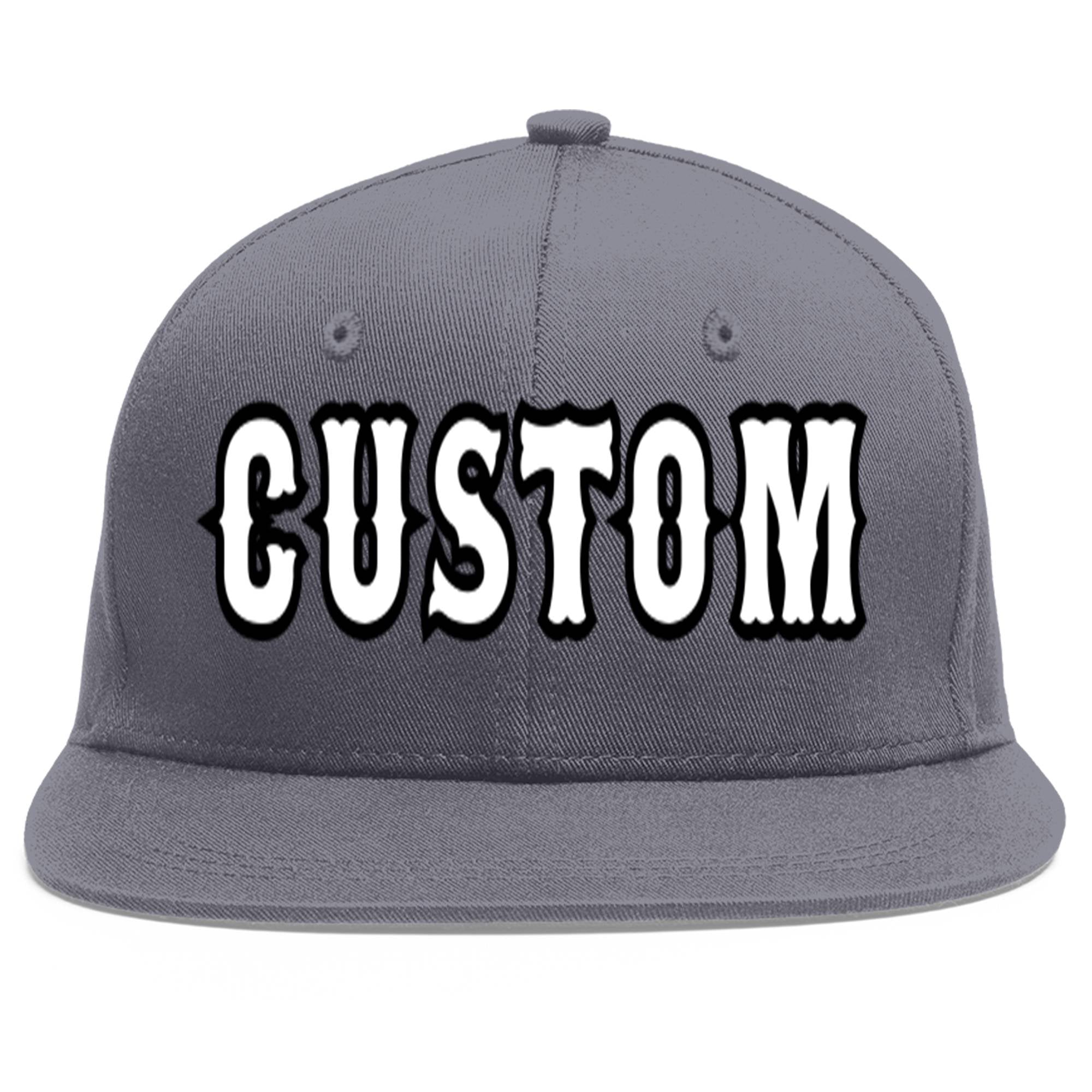 Casquette de baseball sport personnalisée gris foncé blanc-noir Flat Eaves