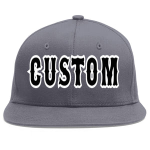 Casquette de baseball sport personnalisée gris foncé noir-blanc