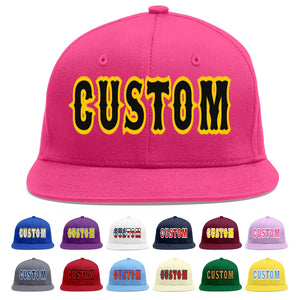 Custom Rose Red Black-Gold Flat Eaves Sport Baseball Cap