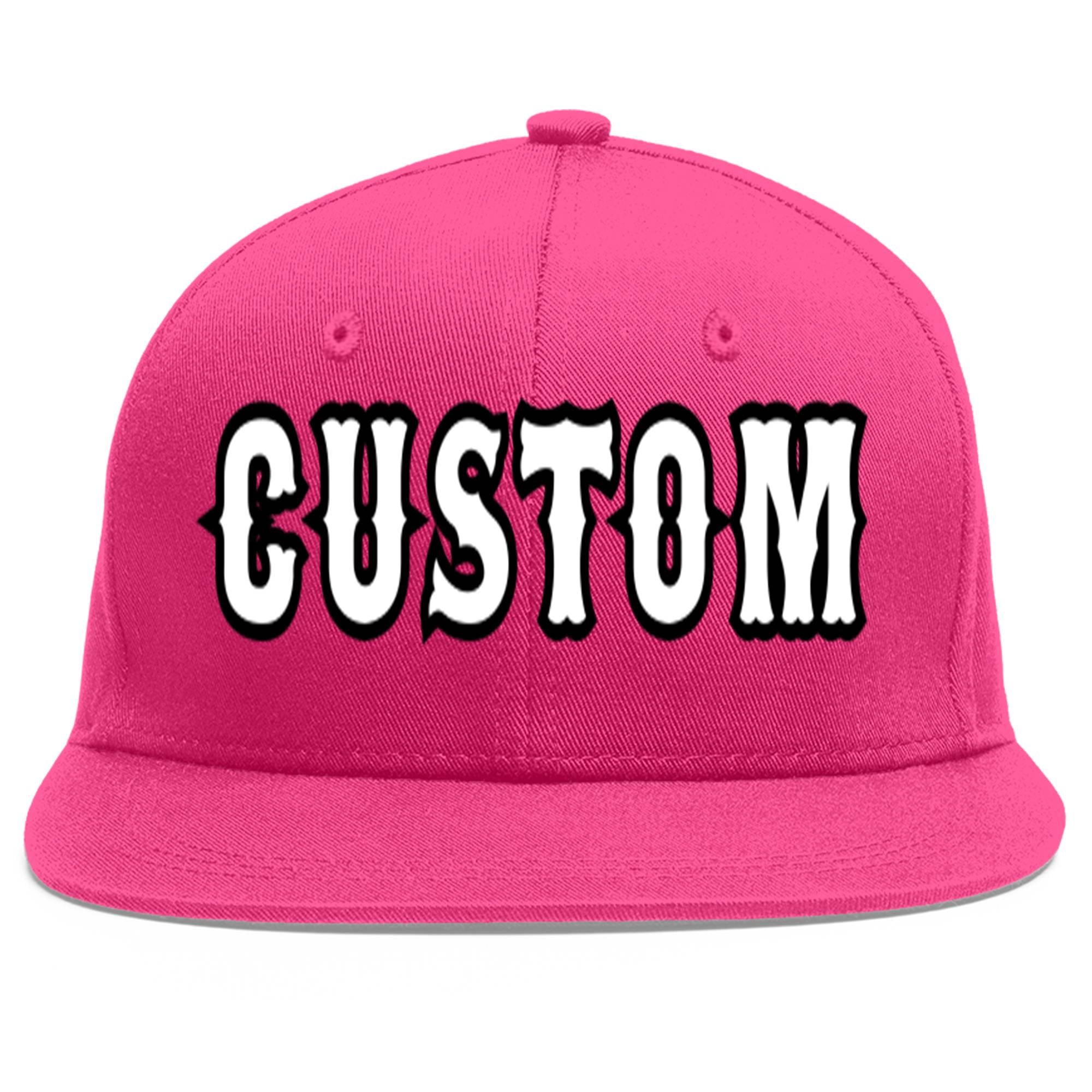 Custom Rose Red White-Black Flat Eaves Sport Baseball Cap