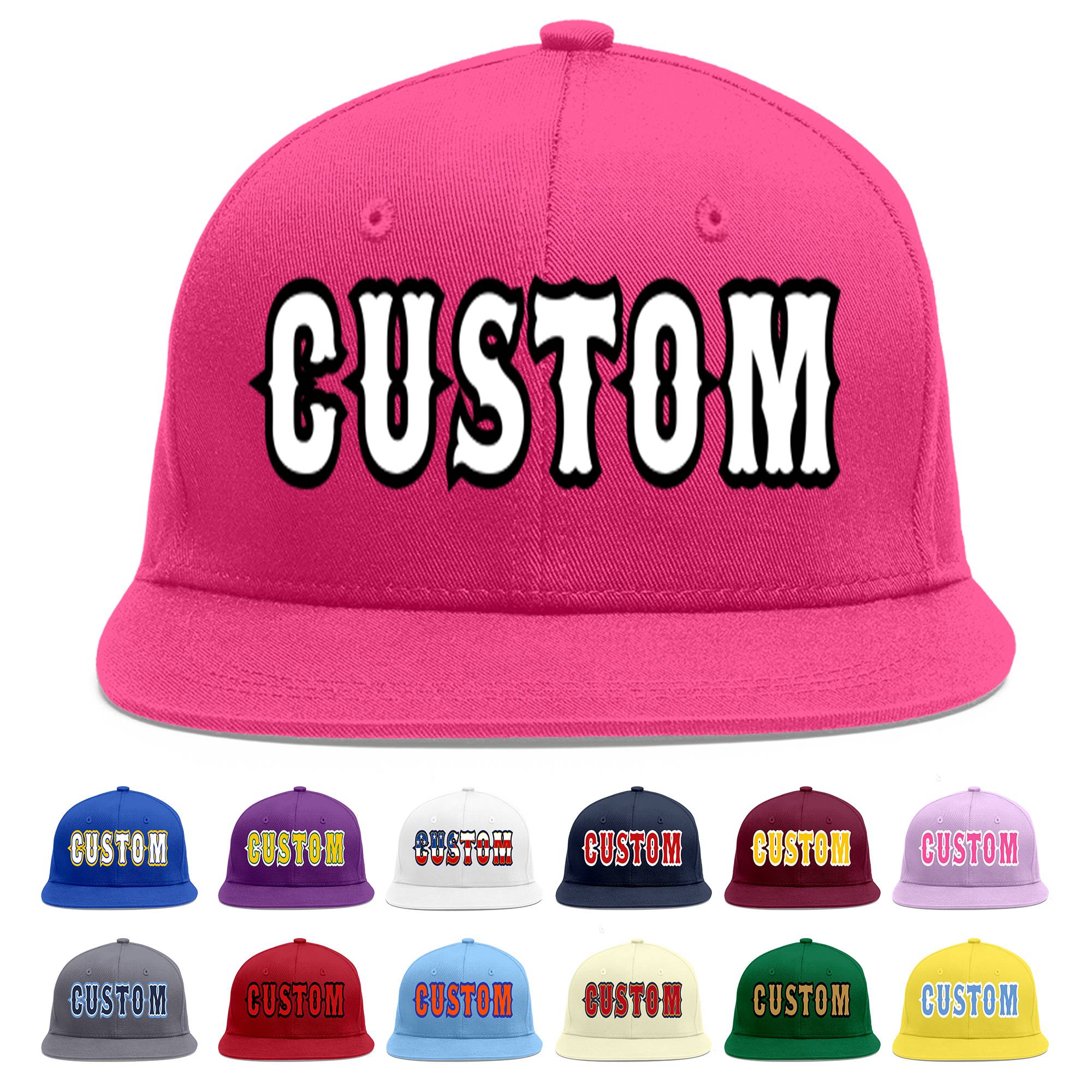 Custom Rose Red White-Black Flat Eaves Sport Baseball Cap