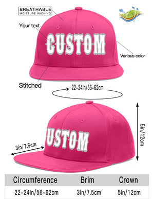 Custom Rose Red White-Gray Flat Eaves Sport Baseball Cap