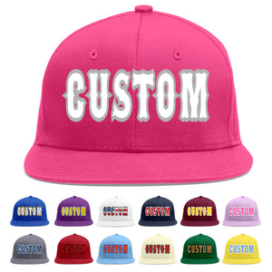 Custom Rose Red White-Gray Flat Eaves Sport Baseball Cap