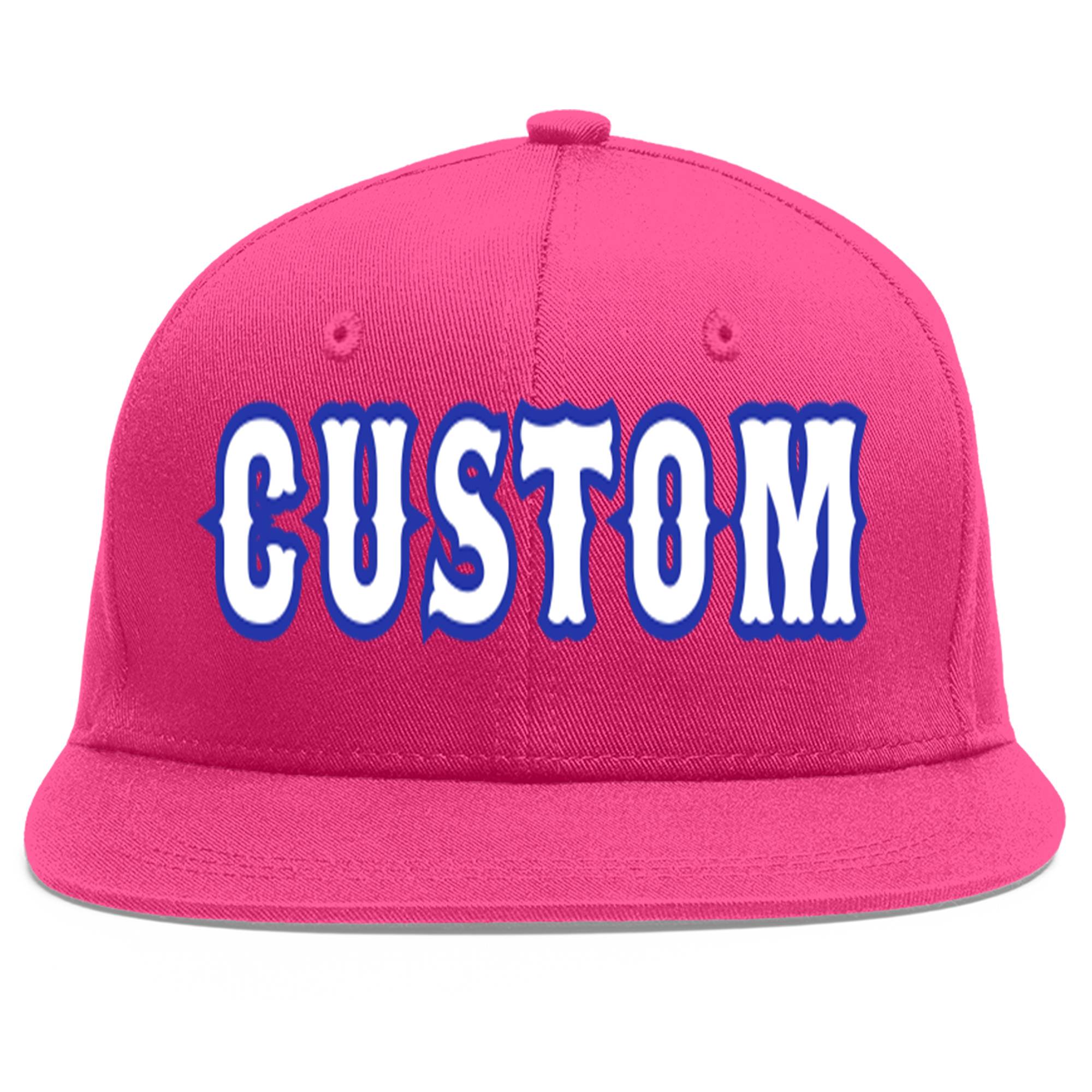 Custom Rose Red White-Royal Flat Eaves Sport Baseball Cap