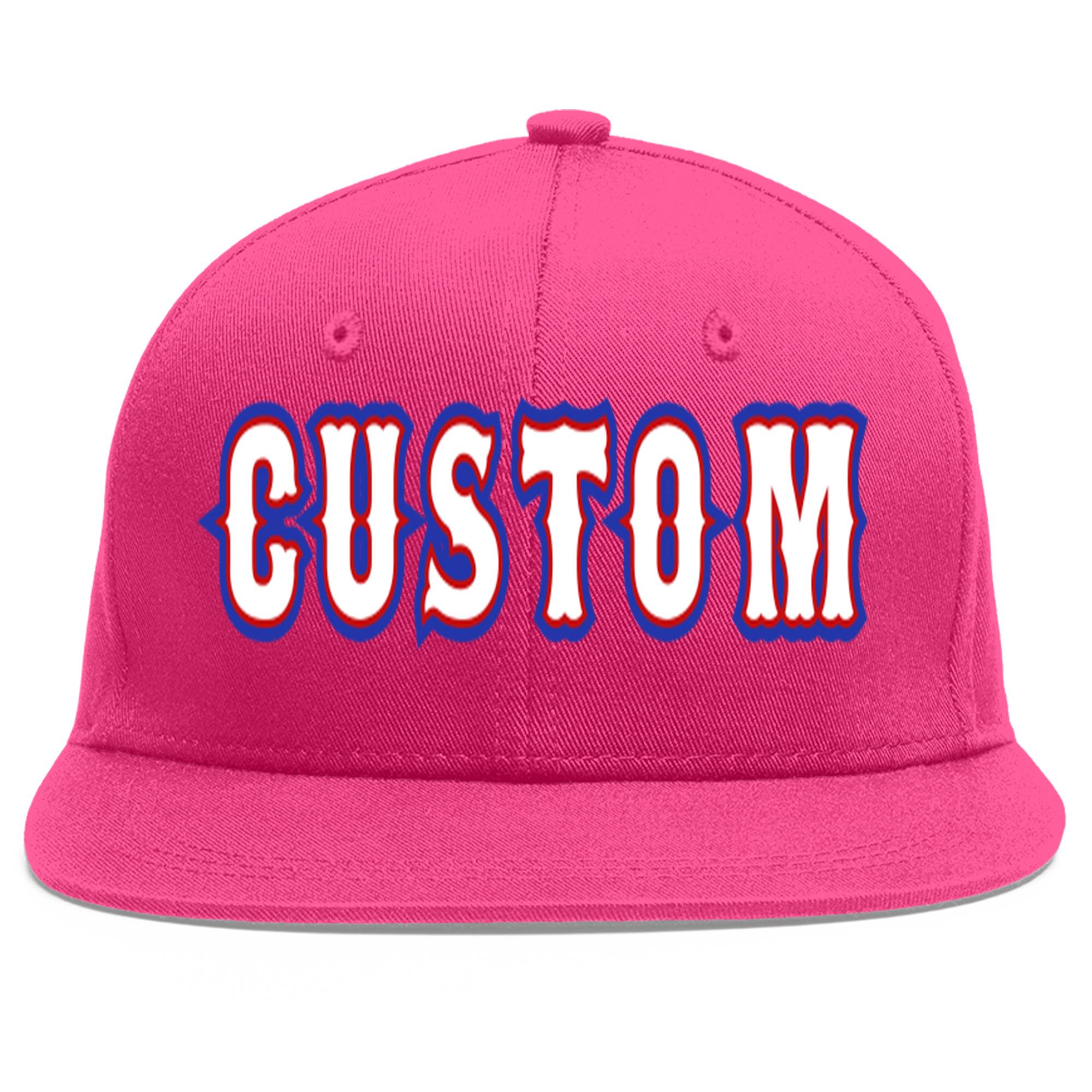 Custom Rose Red White-Red Flat Eaves Sport Baseball Cap