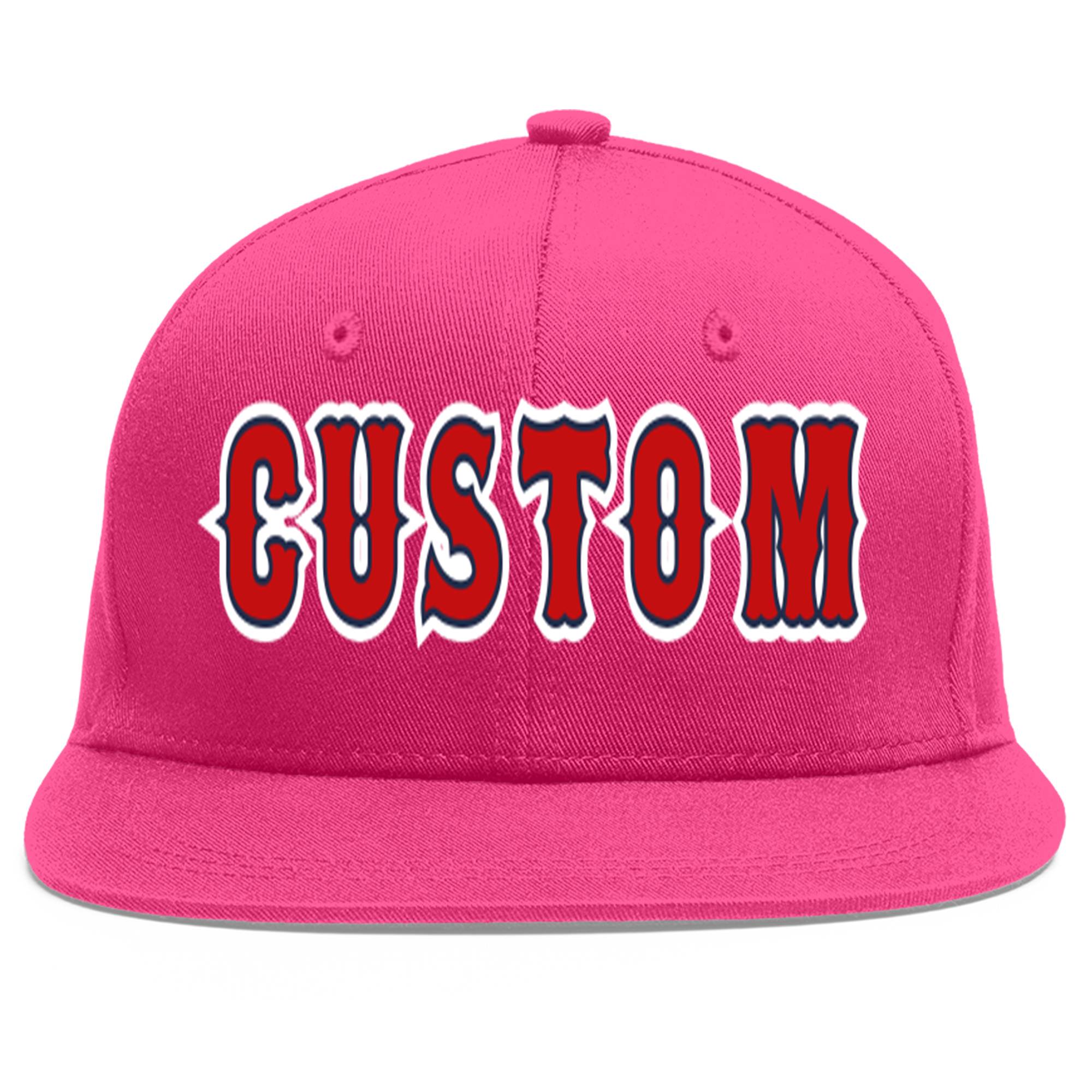 Casquette de baseball sport personnalisée Rose rouge rouge-marine Flat Eaves