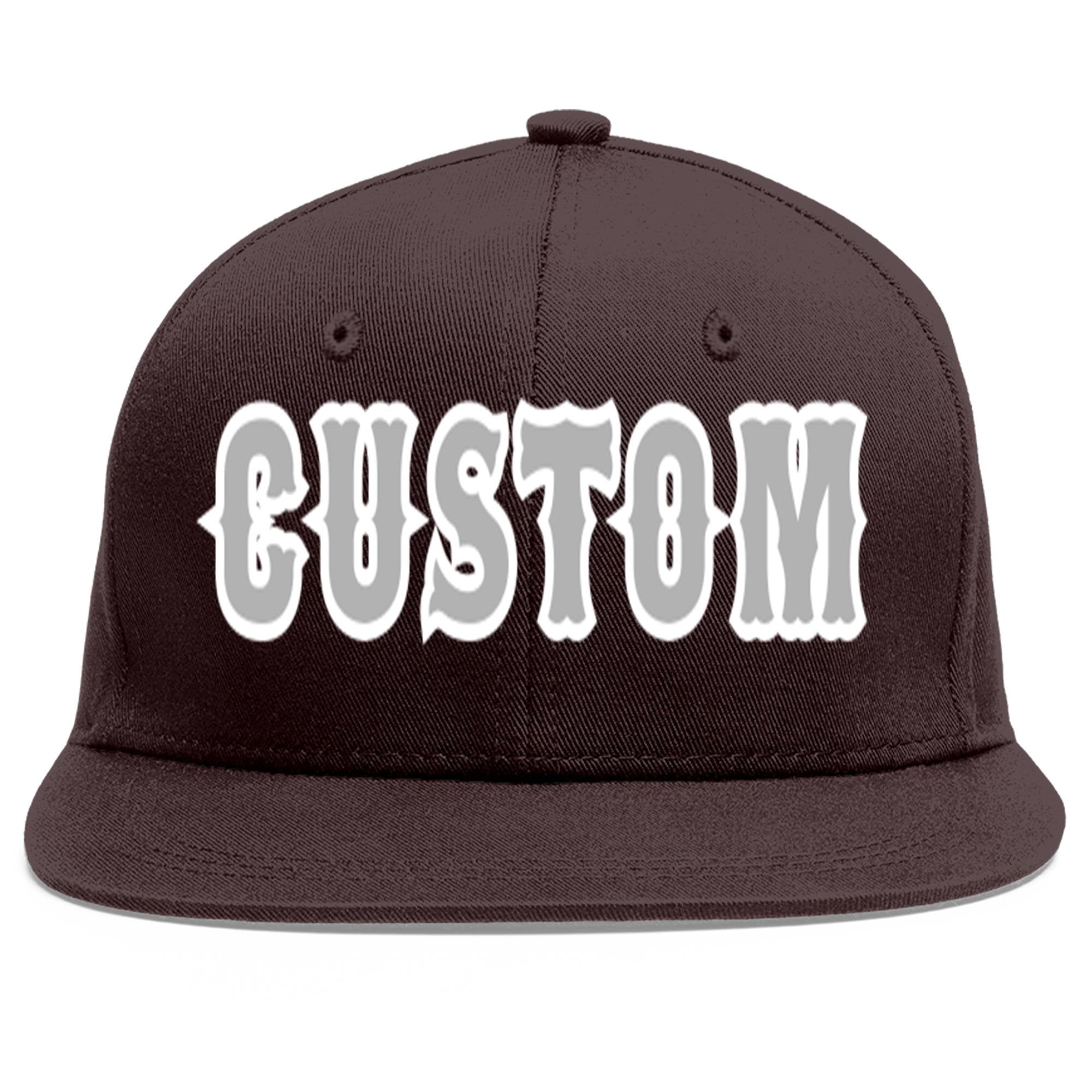 Casquette de baseball sport personnalisée marron gris-blanc Flat Eaves