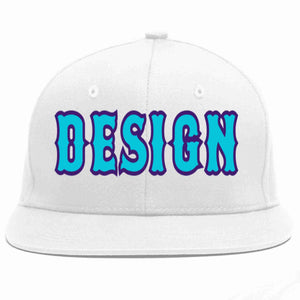 Conception personnalisée de casquette de baseball de sport à avant-toit plat bleu clair-violet blanc pour hommes/femmes/jeunes