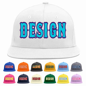 Custom White Light Blue-purple Flat Eaves Sport Baseball Cap Design for Men/Women/Youth