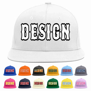 Custom White White-Black Flat Eaves Sport Baseball Cap Design for Men/Women/Youth