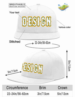 Custom White White-Kelly Green Flat Eaves Sport Baseball Cap Design for Men/Women/Youth