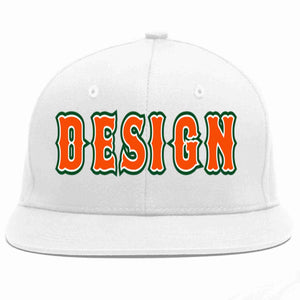 Custom White Orange-White Flat Eaves Sport Baseball Cap Design for Men/Women/Youth