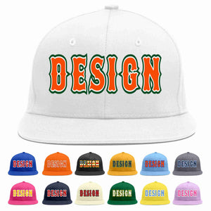 Custom White Orange-White Flat Eaves Sport Baseball Cap Design for Men/Women/Youth