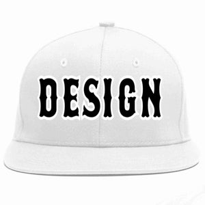 Custom White Black-White Flat Eaves Sport Baseball Cap Design for Men/Women/Youth