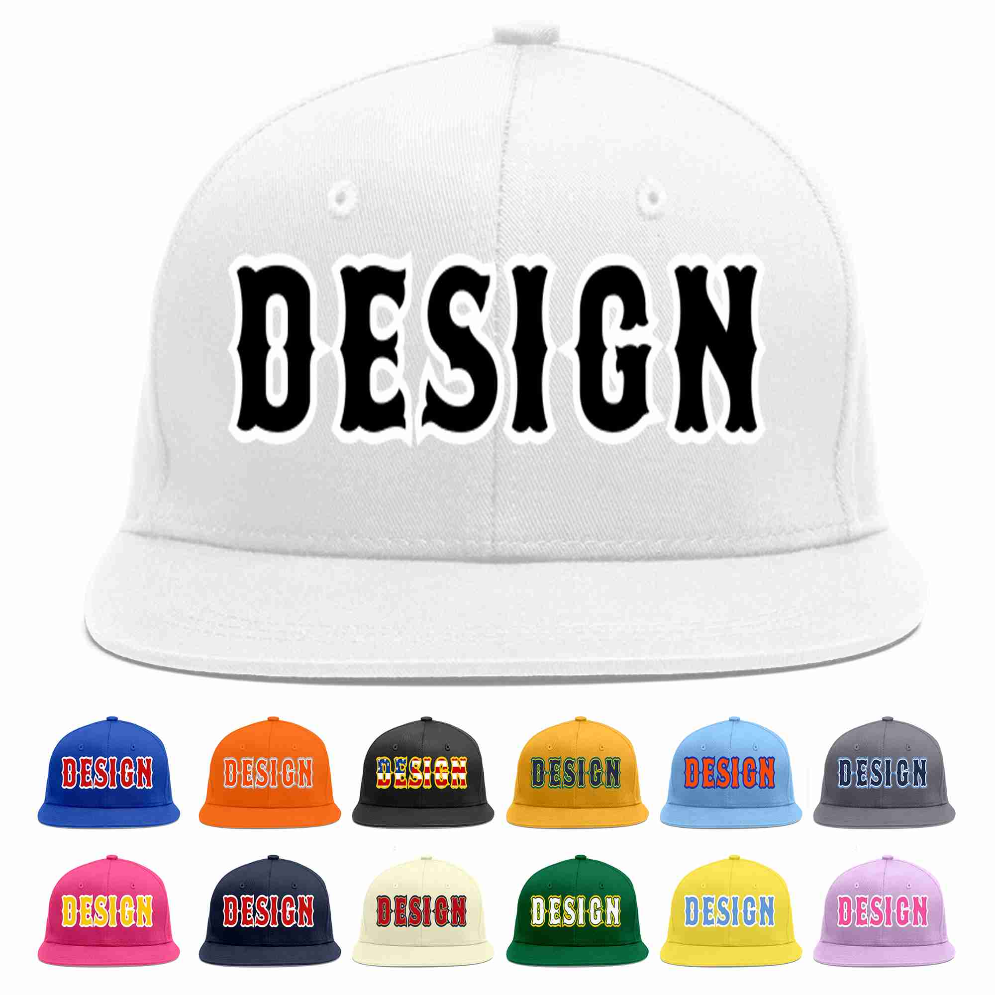 Custom White Black-White Flat Eaves Sport Baseball Cap Design for Men/Women/Youth