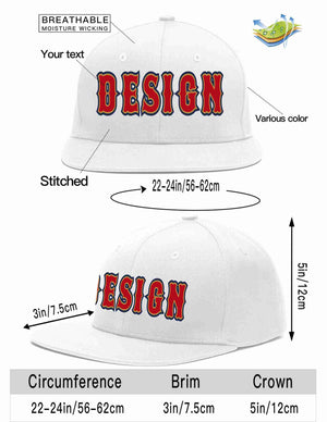 Custom White Red-Old Gold Flat Eaves Sport Baseball Cap Design for Men/Women/Youth