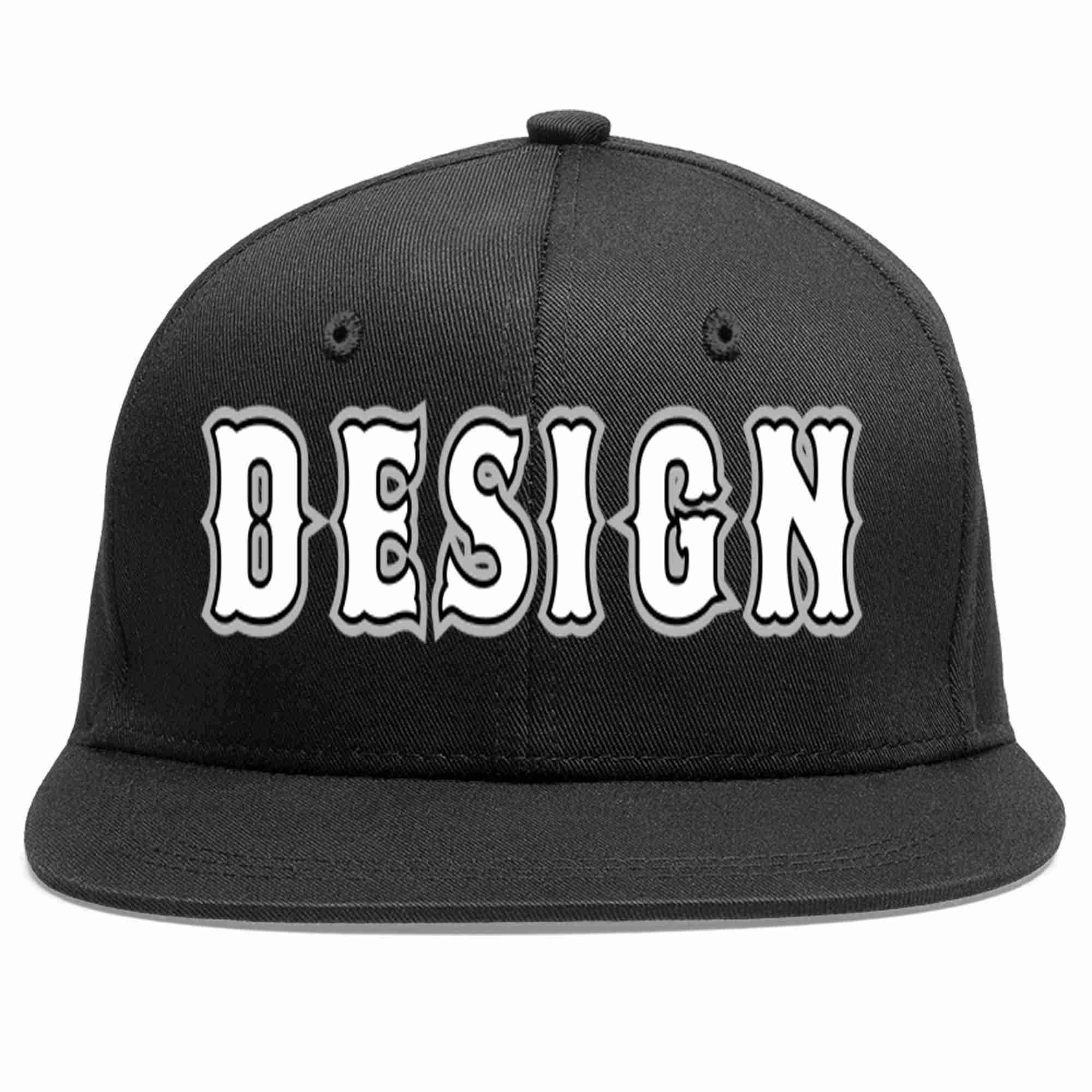 Custom Black White-Black Flat Eaves Sport Baseball Cap Design for Men/Women/Youth