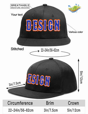 Custom Black Royal-White Flat Eaves Sport Baseball Cap Design for Men/Women/Youth