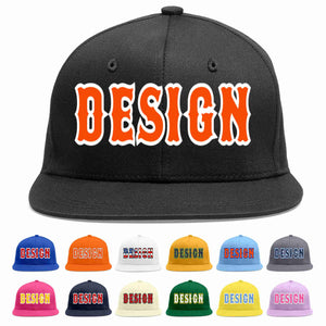 Conception personnalisée de casquette de baseball de sport à avant-toit plat noir orange-blanc pour hommes/femmes/jeunes