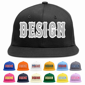 Custom Black Gray-White Flat Eaves Sport Baseball Cap Design for Men/Women/Youth