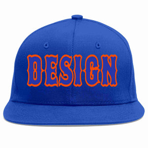 Custom Royal Royal-Orange Flat Eaves Sport Baseball Cap Design for Men/Women/Youth