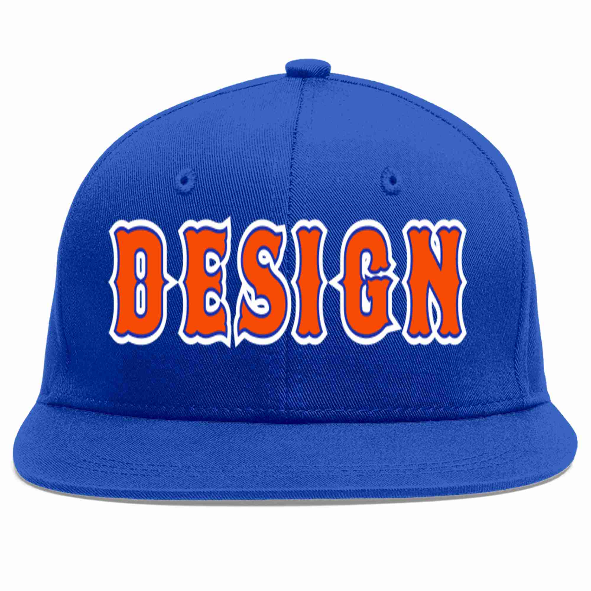 Casquette de baseball personnalisée Royal Orange-Royal Flat Eaves Sport pour hommes/femmes/jeunes