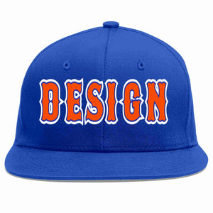 Custom Royal Orange-Royal Flat Eaves Sport Baseball Cap Design for Men/Women/Youth