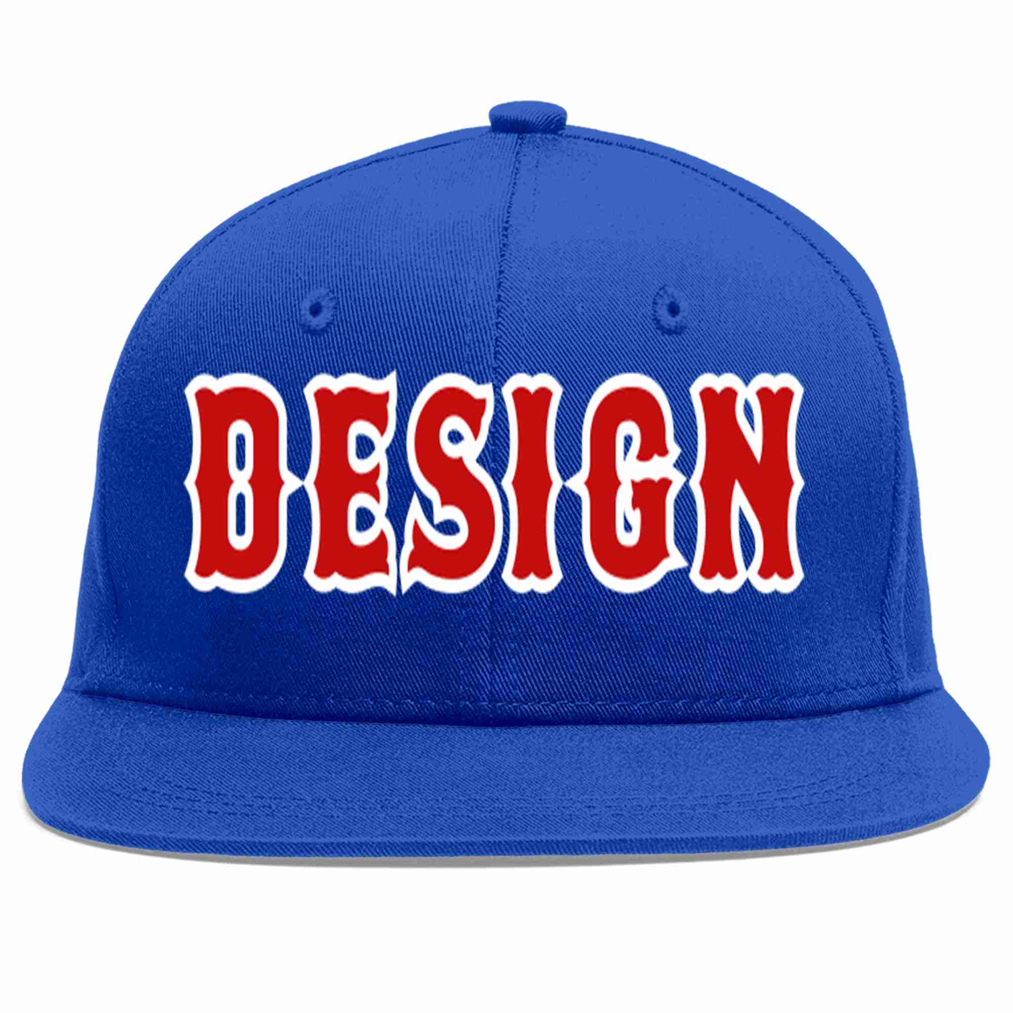 Custom Royal Red-White Flat Eaves Sport Baseball Cap Design for Men/Women/Youth